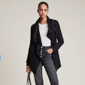 All Saints Womens Zipper Cardigan Elegant Black Size Small